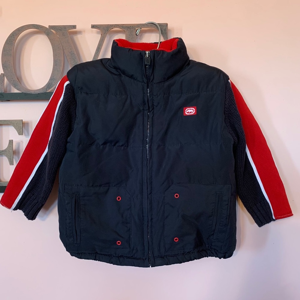 Ecko Unltd Puffer Coat Navy Blue/Red - Picture 1 of 10